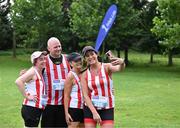 19 August 2023; Runners from Trim AC in Meath, from left, Sinead Togher, Mark Ginnerty, Hannah Hartnett and Melanie Walsh after the Irish Life Race Series– Frank Duffy 10 Mile at Phoenix Park in Dublin. Photo by Piaras Ó Mídheach/Sportsfile
