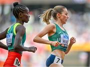 19 August 2023; Sarah Healy of Ireland, right, competes in the women's 1500m during day one of the World Athletics Championships at the National Athletics Centre in Budapest, Hungary. Photo by Sam Barnes/Sportsfile