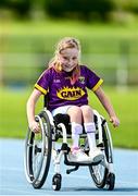 19 August 2023; Grace Murphy competes in the 100m race during the Para Athletic South East Games at Waterford Regional Sports Centre in Waterford. Photo by Eóin Noonan/Sportsfile