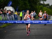 19 August 2023; Caitlyn Harvey of Roadrunners AC in Antrim, on her way to winning the women's event, during the Irish Life Race Series– Frank Duffy 10 Mile at Phoenix Park in Dublin. Photo by Piaras Ó Mídheach/Sportsfile