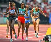 19 August 2023; Sophie O'Sullivan of Ireland, right, competes in the women's 1500m during day one of the World Athletics Championships at the National Athletics Centre in Budapest, Hungary. Photo by Sam Barnes/Sportsfile