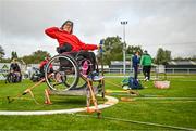 19 August 2023; Abby Segrace-Daly competes in the shotput event during the Para Athletic South East Games at Waterford Regional Sports Centre in Waterford. Photo by Eóin Noonan/Sportsfile