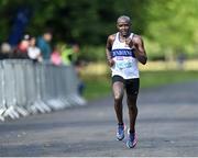 19 August 2023; Peter Somba of Dunboyne AC in Meath, on his way to finishing third, during the Irish Life Race Series– Frank Duffy 10 Mile at Phoenix Park in Dublin. Photo by Piaras Ó Mídheach/Sportsfile