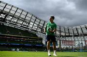 19 August 2023; James Lowe of Ireland before the Bank of Ireland Nations Series match between Ireland and England at the Aviva Stadium in Dublin. Photo by Harry Murphy/Sportsfile