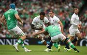 19 August 2023; Courtney Lawes of England is tackled by Tadhg Beirne of Ireland during the Bank of Ireland Nations Series match between Ireland and England at Aviva Stadium in Dublin. Photo by Brendan Moran/Sportsfile