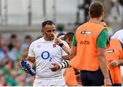 19 August 2023; Billy Vunipola of England is shown a yellow card by referee Paul Williams during the Bank of Ireland Nations Series match between Ireland and England at Aviva Stadium in Dublin. Photo by Ramsey Cardy/Sportsfile