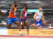 19 August 2023; Raphael Bouju of Netherlands competes in the mean's 100m heats during day one of the World Athletics Championships at the National Athletics Centre in Budapest, Hungary. Photo by Sam Barnes/Sportsfile