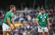 19 August 2023; Jack Crowley and Ross Byrne of Ireland during the Bank of Ireland Nations Series match between Ireland and England at the Aviva Stadium in Dublin. Photo by Harry Murphy/Sportsfile