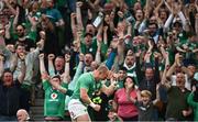 19 August 2023; Keith Earls of Ireland celebrates after scoring his side's fifth try during the Bank of Ireland Nations Series match between Ireland and England at the Aviva Stadium in Dublin. Photo by Harry Murphy/Sportsfile