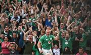 19 August 2023; Keith Earls of Ireland celebrates after scoring his side's fifth try during the Bank of Ireland Nations Series match between Ireland and England at the Aviva Stadium in Dublin. Photo by Harry Murphy/Sportsfile