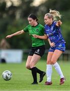 19 August 2023; Sadbh Doyle of Peamount United in action against Lynn Craven of Bohemians during the SSE Airtricity Women's Premier Division match between Peamount United and Bohemians at PRL Park in Greenogue, Dublin. Photo by Stephen Marken/Sportsfile