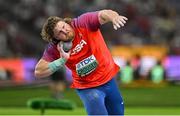 19 August 2023; Ryan Crouser of USA competes in the men's shot put final during day one of the World Athletics Championships at the National Athletics Centre in Budapest, Hungary. Photo by Sam Barnes/Sportsfile