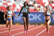20 August 2023; Rhasidat Adeleke of Ireland, centre, competes in the women's 400m heat during day two of the World Athletics Championships at National Athletics Centre in Budapest, Hungary. Photo by Sam Barnes/Sportsfile