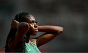 20 August 2023; Rhasidat Adeleke of Ireland before competing in the women's 400m during day two of the World Athletics Championships at National Athletics Centre in Budapest, Hungary. Photo by Sam Barnes/Sportsfile
