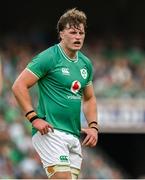 19 August 2023; Cian Prendergast of Ireland during the Bank of Ireland Nations Series match between Ireland and England at Aviva Stadium in Dublin. Photo by Brendan Moran/Sportsfile