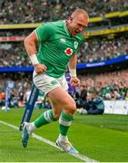 19 August 2023; Keith Earls of Ireland celebrates after scoring his side's third try during the Bank of Ireland Nations Series match between Ireland and England at Aviva Stadium in Dublin. Photo by Brendan Moran/Sportsfile