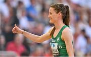 20 August 2023; Ciara Mageean of Ireland after qualifying for the women's 1500m final during day two of the World Athletics Championships at National Athletics Centre in Budapest, Hungary. Photo by Sam Barnes/Sportsfile