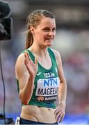 20 August 2023; Ciara Mageean of Ireland after qualifying for the women's 1500m final during day two of the World Athletics Championships at National Athletics Centre in Budapest, Hungary. Photo by Sam Barnes/Sportsfile