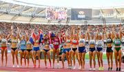 20 August 2023; Competitors after the women's Heptathlon during day two of the World Athletics Championships at National Athletics Centre in Budapest, Hungary. Photo by Sam Barnes/Sportsfile