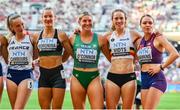 20 August 2023; Competitor including Kate O’Connor of Ireland, centre, after the women's Heptathlon during day two of the World Athletics Championships at National Athletics Centre in Budapest, Hungary. Photo by Sam Barnes/Sportsfile