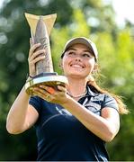 20 August 2023; Alexa Pano of USA after winning the ladies event at the ISPS HANDA World Invitational presented by AVIV Clinics 2023 at Galgorm Castle Golf Club in Ballymena, Antrim. Photo by Ramsey Cardy/Sportsfile