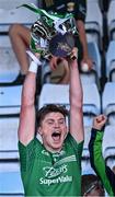 20 August 2023; Naomh Éanna captain Conor McDonald lifts the Dr Bob Bowe Cup after his side's victory in the Wexford County Senior Hurling Championship final match between Naomh Éanna and Oylegate-Glenbrien at Chadwicks Wexford Park in Wexford. Photo by Piaras Ó Mídheach/Sportsfile