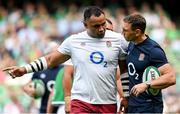19 August 2023; England defence coach Kevin Sinfield and Billy Vunipola of England before the Bank of Ireland Nations Series match between Ireland and England at Aviva Stadium in Dublin. Photo by Ramsey Cardy/Sportsfile