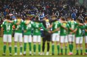 21 August 2023; Players and supporters observe a minutes silence for the late Honourary FAI President Tony Fitzgerald before the Sports Direct Men’s FAI Cup Second Round match between Cork City and Waterford at Turner’s Cross in Cork. Photo by Eóin Noonan/Sportsfile