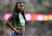 21 August 2023; Rhasidat Adeleke of Ireland before competing in the women's 400m during day three of the World Athletics Championships at the National Athletics Centre in Budapest, Hungary. Photo by Sam Barnes/Sportsfile