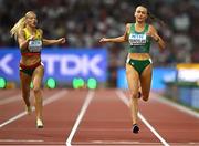 21 August 2023; Sharlene Mawdsley of Ireland, right, competes in the women's 400m semi-final during day three of the World Athletics Championships at the National Athletics Centre in Budapest, Hungary. Photo by Sam Barnes/Sportsfile