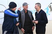 21 August 2023; Former Laois hurling manager Séamus 'Cheddar' Plunkett, left, with former Kilkenny hurling manager Brian Cody and former Cork hurling manager Jimmy Barry Murphy, right, at the Hurling for Cancer Research 2023 charity match at Netwatch Cullen Park in Carlow. Photo by Piaras Ó Mídheach/Sportsfile