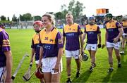 21 August 2023; Kilkenny camogie player Grace Walsh of Jim Bolger's Stars, 36, in the parade before the Hurling for Cancer Research 2023 charity match at Netwatch Cullen Park in Carlow. Photo by Piaras Ó Mídheach/Sportsfile