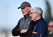 21 August 2023; Former Kilkenny hurling manager Brian Cody, left, and former Wexford hurling manager Liam Griffin during the Hurling for Cancer Research 2023 charity match at Netwatch Cullen Park in Carlow. Photo by Piaras Ó Mídheach/Sportsfile
