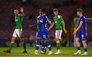 21 August 2023; Roland Idowu of Waterford leaves the pitch after being shown a red card by referee Eoghan O'Shea during the Sports Direct Men’s FAI Cup Second Round match between Cork City and Waterford at Turner’s Cross in Cork. Photo by Eóin Noonan/Sportsfile