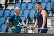 22 August 2023; Jonathan Sexton with head of physiotherapy Phil Glasgow during an Ireland rugby squad training session at Parc des Sports Jean Dauger in Bayonne, France. Photo by Harry Murphy/Sportsfile