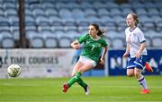 22 August 2023; Ella Kelly of Republic of Ireland scores her side's first goal during a women's U16 international friendly match between Republic of Ireland and Faroe Islands at Head in the Game Park in Drogheda, Louth. Photo by Ben McShane/Sportsfile