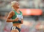 22 August 2023; Sarah Lavin of Ireland reacts after finshing third in the women's 100m hurdles heats during day four of the World Athletics Championships at the National Athletics Centre in Budapest, Hungary. Photo by Sam Barnes/Sportsfile