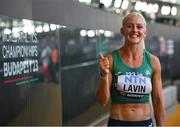 22 August 2023; Sarah Lavin of Ireland celebrates after qualifying for the women's 100m hurdles semi-finals after competing in the 100m hurdles heats during day four of the World Athletics Championships at the National Athletics Centre in Budapest, Hungary. Photo by Sam Barnes/Sportsfile