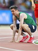 22 August 2023; Mark English of Ireland reacts after finishing fourth in the men's 800m heats during day four of the World Athletics Championships at the National Athletics Centre in Budapest, Hungary. Photo by Sam Barnes/Sportsfile