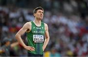 22 August 2023; Mark English of Ireland reacts after finishing fourth in the men's 800m heats during day four of the World Athletics Championships at the National Athletics Centre in Budapest, Hungary. Photo by Sam Barnes/Sportsfile