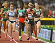 22 August 2023; Ciara Mageean of Ireland, right,  competes in the women's 1500m final during day four of the World Athletics Championships at the National Athletics Centre in Budapest, Hungary. Photo by Sam Barnes/Sportsfile
