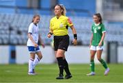 22 August 2023; Referee Sarah Dias during a women's U16 international friendly match between Republic of Ireland and Faroe Islands at Head in the Game Park in Drogheda, Louth. Photo by Ben McShane/Sportsfile