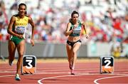 23 August 2023; Louise Shanahan of Ireland, right, competes in the women's 800m heats during day five of the World Athletics Championships at the National Athletics Centre in Budapest, Hungary. Photo by Sam Barnes/Sportsfile