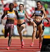 23 August 2023; Louise Shanahan of Ireland, centre, competes in the women's 800m heats during day five of the World Athletics Championships at the National Athletics Centre in Budapest, Hungary. Photo by Sam Barnes/Sportsfile