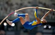 23 August 2023; Vladislav Malykhin of Ukraine competes in the men's pole vault qualifications during day five of the World Athletics Championships at the National Athletics Centre in Budapest, Hungary. Photo by Sam Barnes/Sportsfile