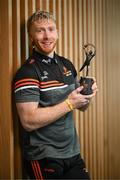 23 August 2023; Limerick hurler Cian Lynch with his Player of the Month Finals award at PwC offices in Limerick. Photo by Stephen McCarthy/Sportsfile