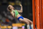 23 August 2023; Tina Šutej of Slovenia celebrates making a clearance in the women's pole vault final during day five of the World Athletics Championships at the National Athletics Centre in Budapest, Hungary. Photo by Sam Barnes/Sportsfile
