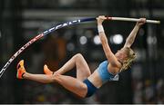 23 August 2023; Wilma Murto of Finland competes in the women's pole vault final during day five of the World Athletics Championships at the National Athletics Centre in Budapest, Hungary. Photo by Sam Barnes/Sportsfile