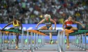 23 August 2023; Sarah Lavin of Ireland, centre, competes in the women's 100m hurdles during day five of the World Athletics Championships at the National Athletics Centre in Budapest, Hungary. Photo by Sam Barnes/Sportsfile