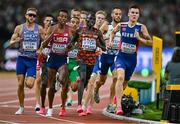 23 August 2023; Jakob Ingebrigtsen of Norway, right, leads the field in the men's 1500m final during day five of the World Athletics Championships at the National Athletics Centre in Budapest, Hungary. Photo by Sam Barnes/Sportsfile